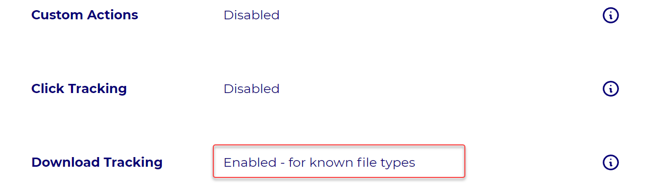 Enable tracking download events for known file types