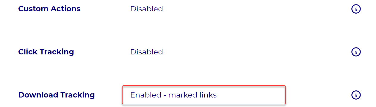 Enable tracking for marked links