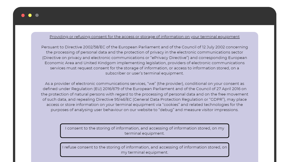 Example Dark pattern: legalese