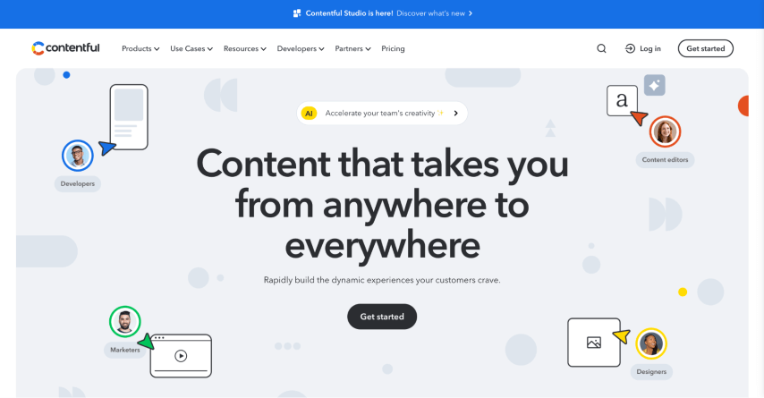 Screenshot of the homepage of headless CMS, Contentful.