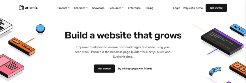 Screenshot of the homepage of headless CMS, Prismic.