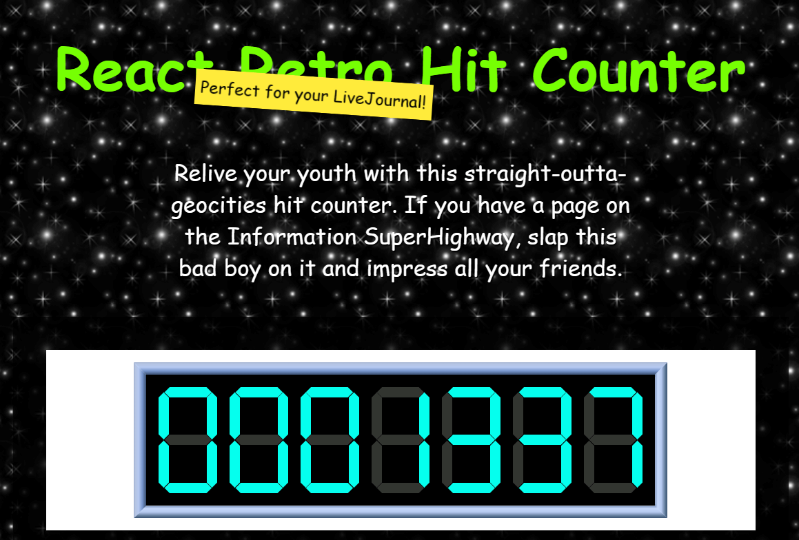 React Retro Hit Counter as Google Analytics Alternative - Wide Angle Analytics