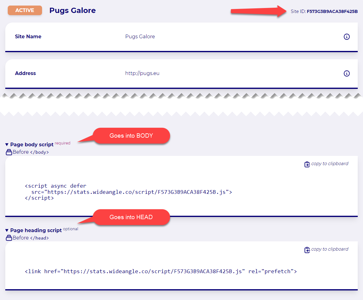 Site Tracker details