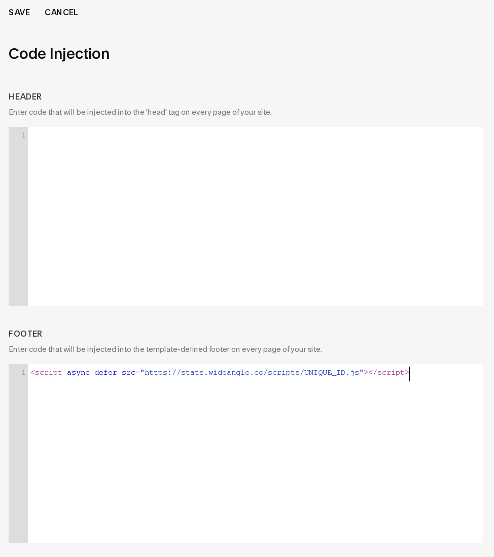 Squarespace code injection dialog screenshot