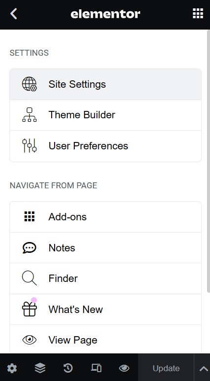 Elementor sidebar settings - Web Analytics for Elementor the WordPress plugin